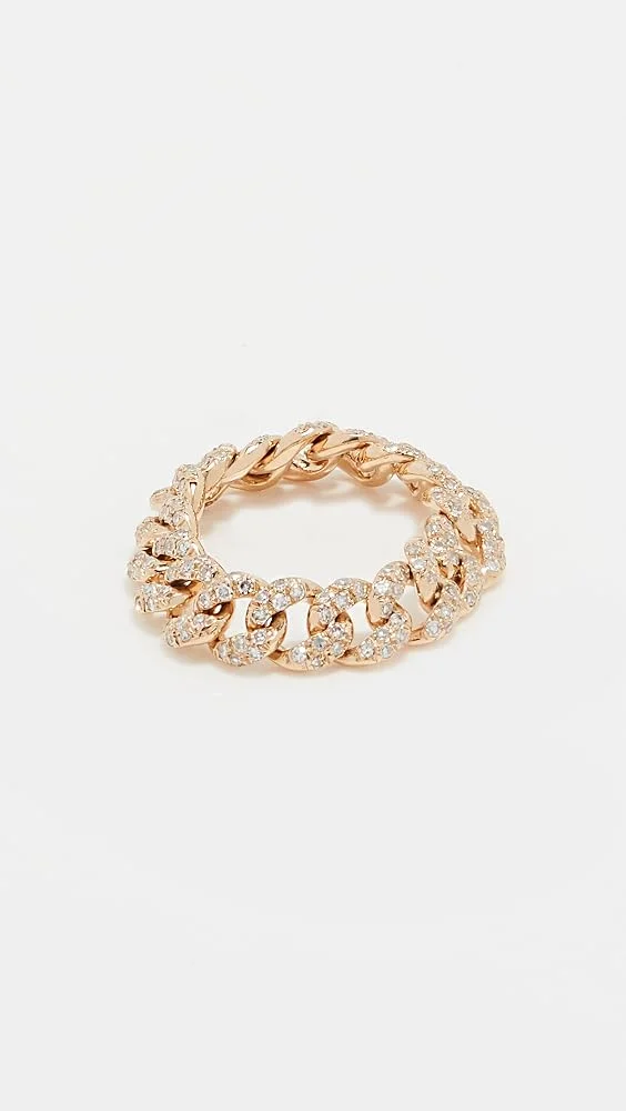18k Mini Pave Diamond Link Ring