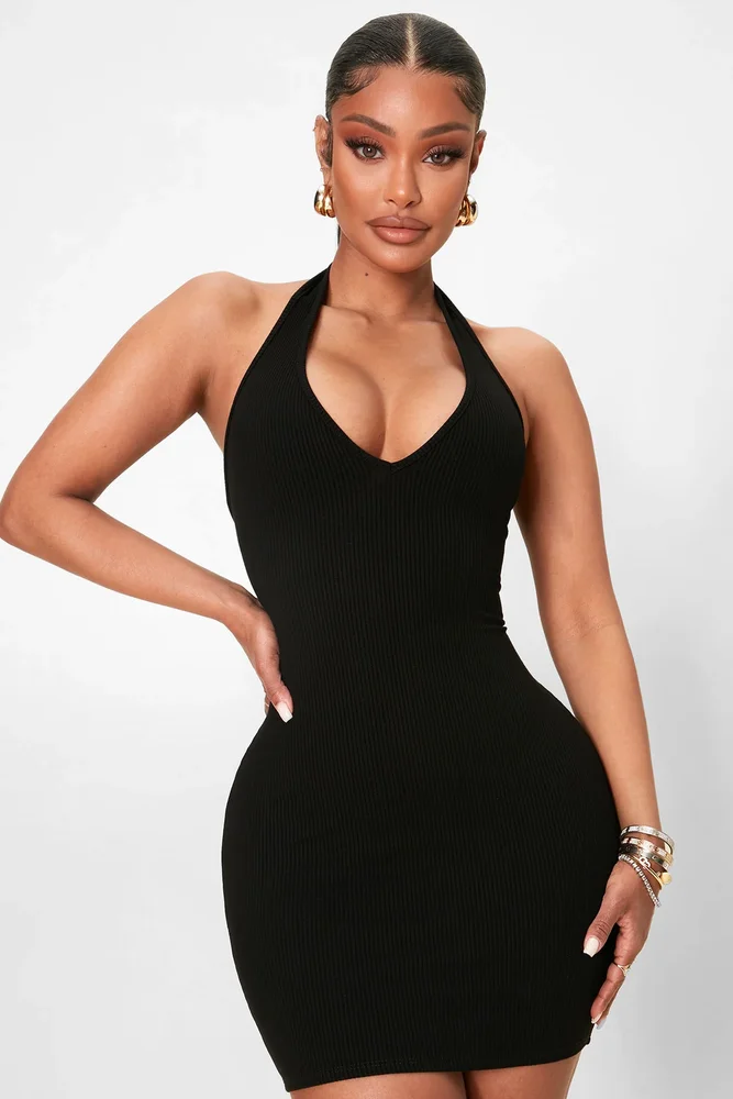 Celeste Snatched Halter Mini Dress