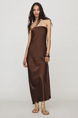 Fleur Strapless Satin Maxi Slip Dress