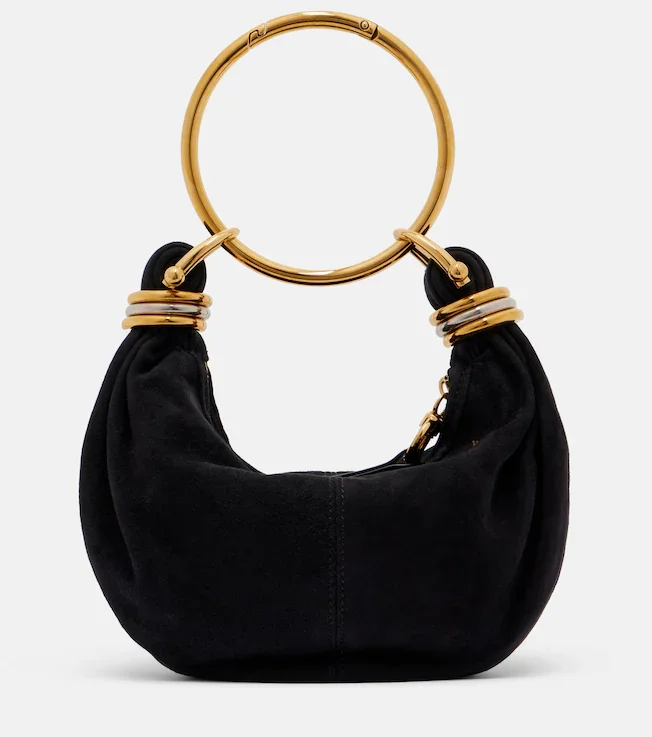 Bracelet Small suede top-handle bag