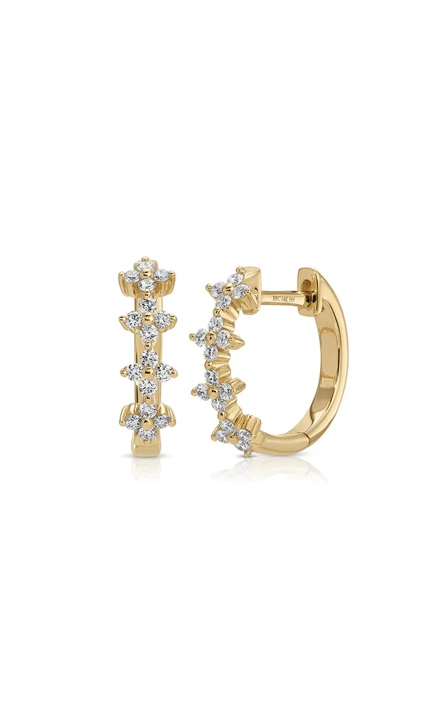 Fleur 14K Yellow Gold Diamond Huggie Earrings