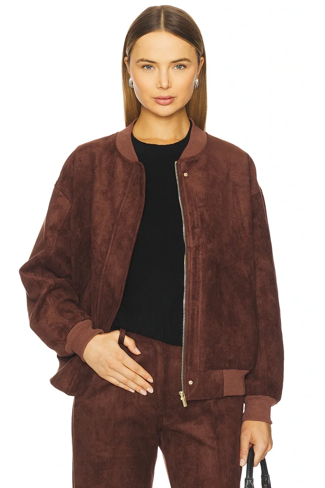 x REVOLVE Vero Suede Bomber Jacket