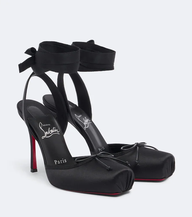 Cassia Lace Up 100 satin crêpe pumps