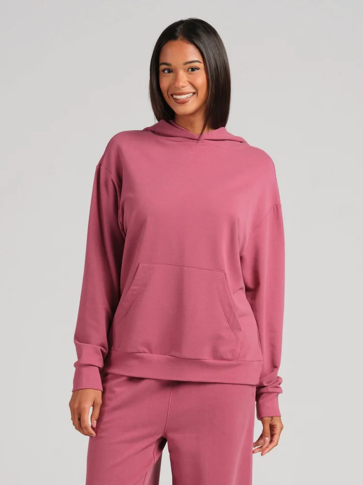 Luxe Terry Lightweight Hoodie in Berry