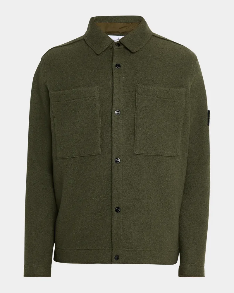 Men's Wool Blend Snap Front Overshirt