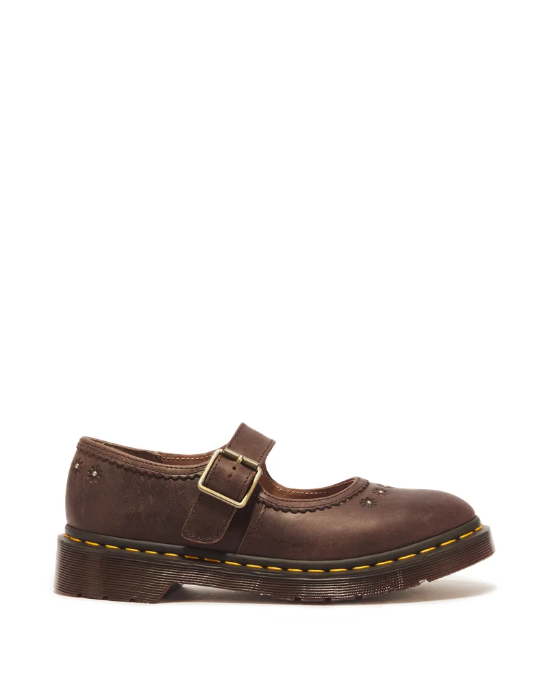 Drmartens Mary Jane Flower Crazy Horse Leather Shoes