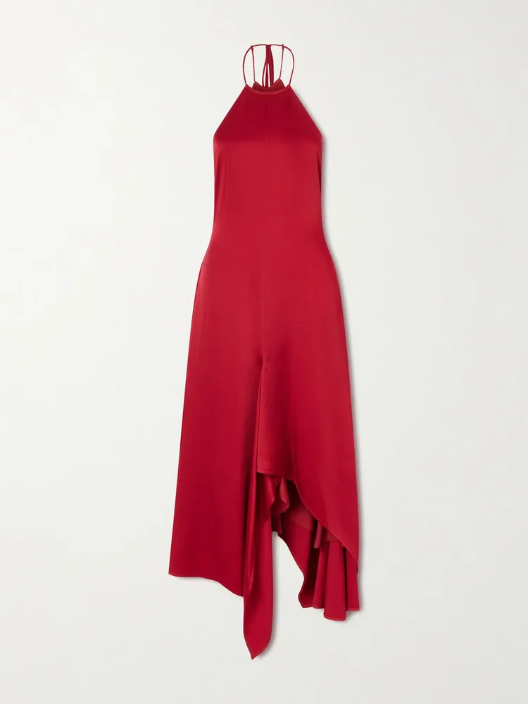 Satin Halterneck Midi Dress