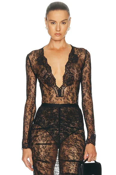 Lace Jersey Bodysuit