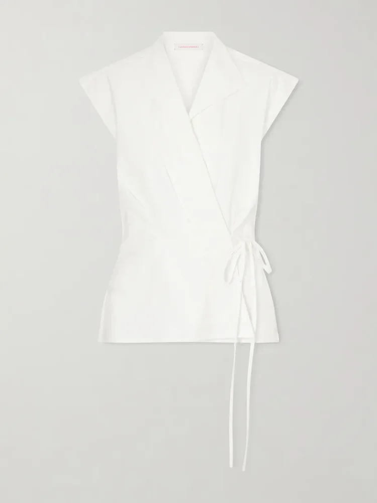 Wrap cotton-blend shirt