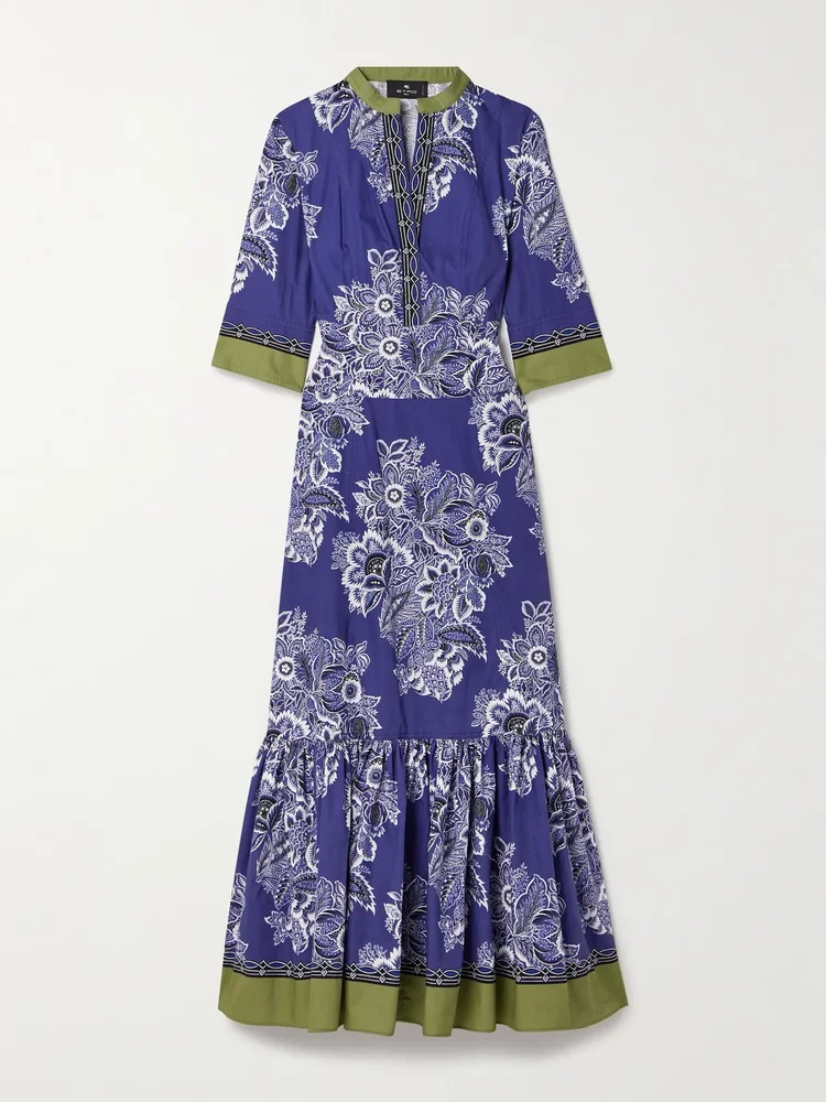 Floral-print cotton-poplin midi dress