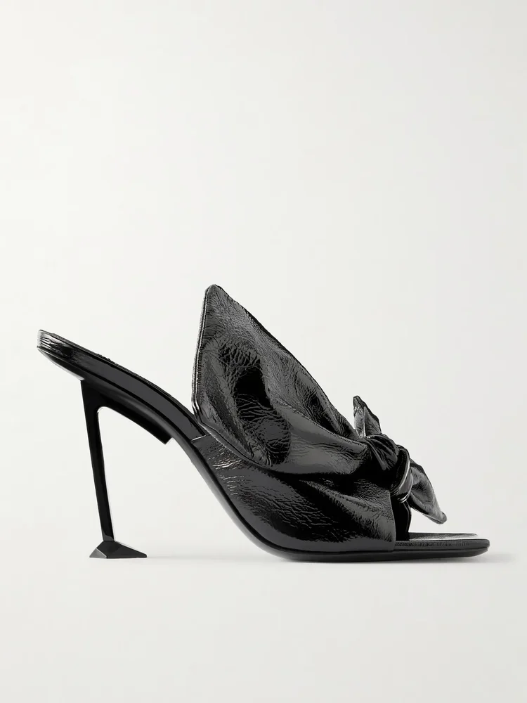 Boudoir bow-detailed leather mules