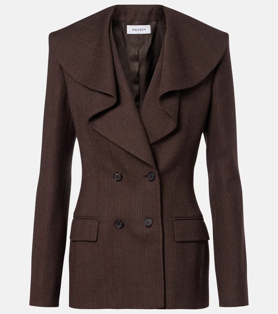 Draped pinstripe wool blazer
