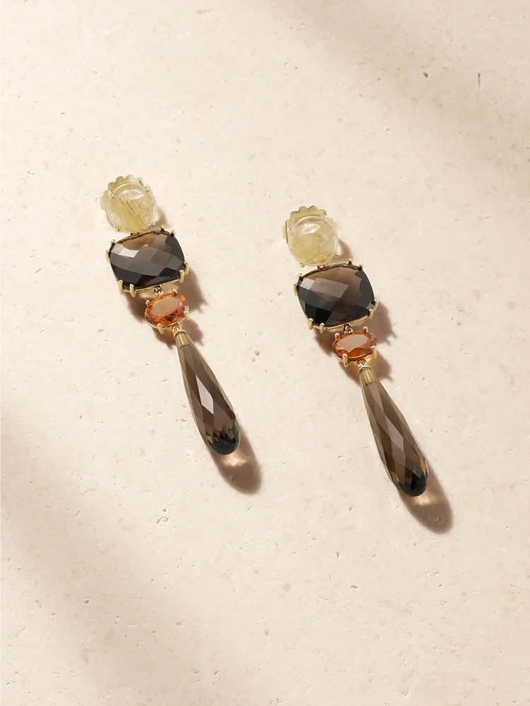 Lotus 18-karat gold multi-stone earrings