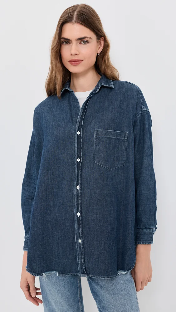 Oversized Denim Button Up Shirt