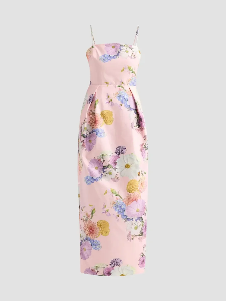 Teva Floral Faille Column Maxi Dress