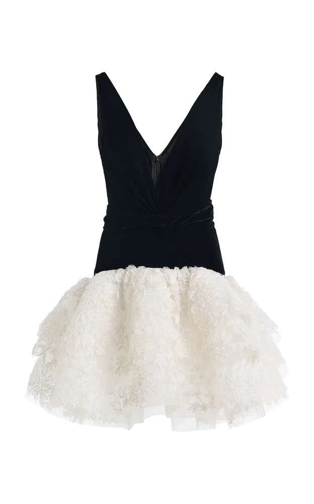 Chrysanthemum Velvet Lace Mini Dress
