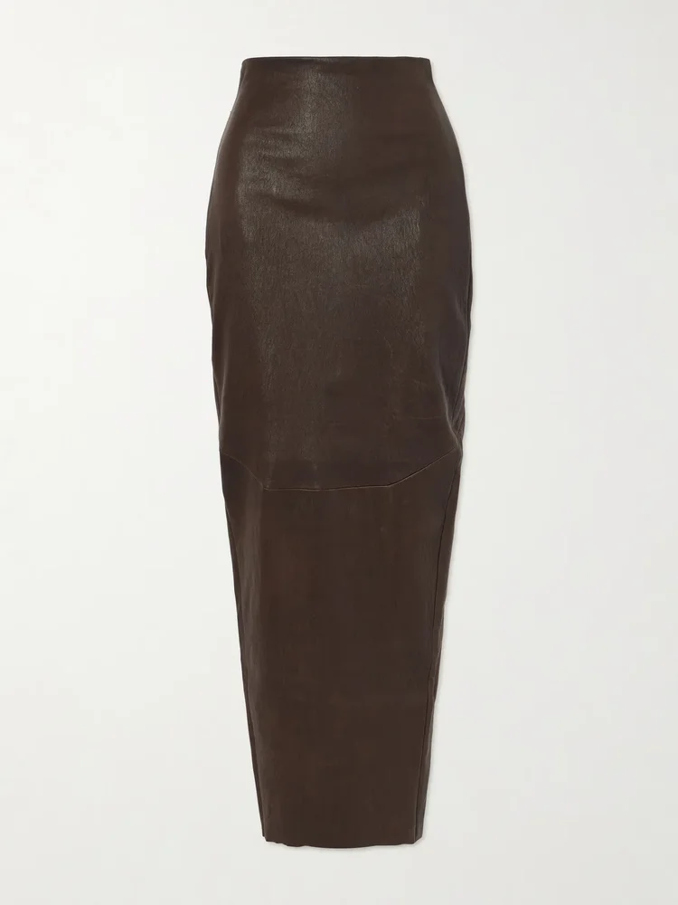 Dirt Pillar textured-leather maxi skirt