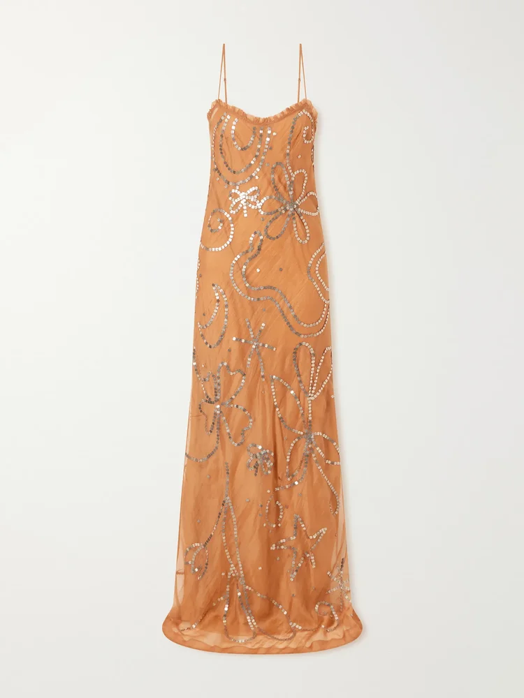 Athens paillette-embellished silk-blend maxi dress