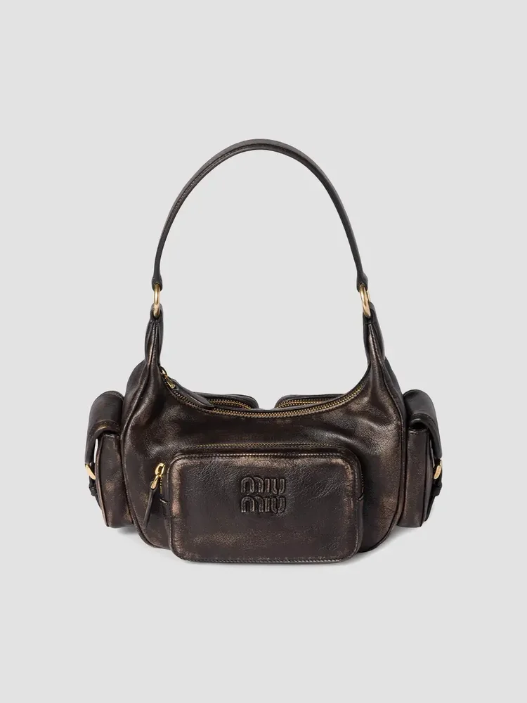 Pocket Nappa Leather Shoulder Handle Bag