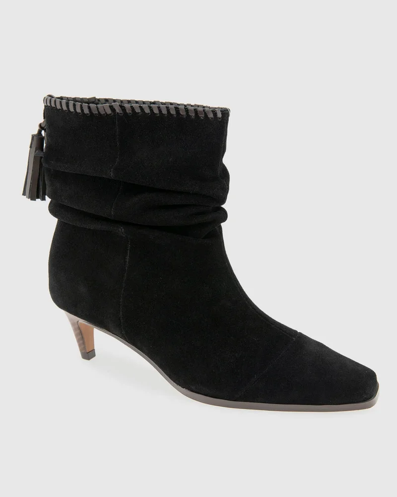 Jose Scrunch Suede Bootie in Black