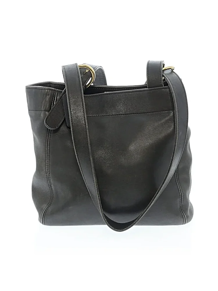 Pre-Owned Vintage Leather Tote Bag, Gray