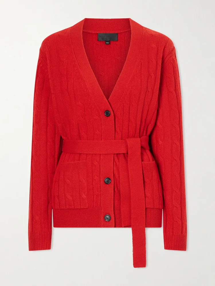 Tirza belted cable-knit cashmere cardigan