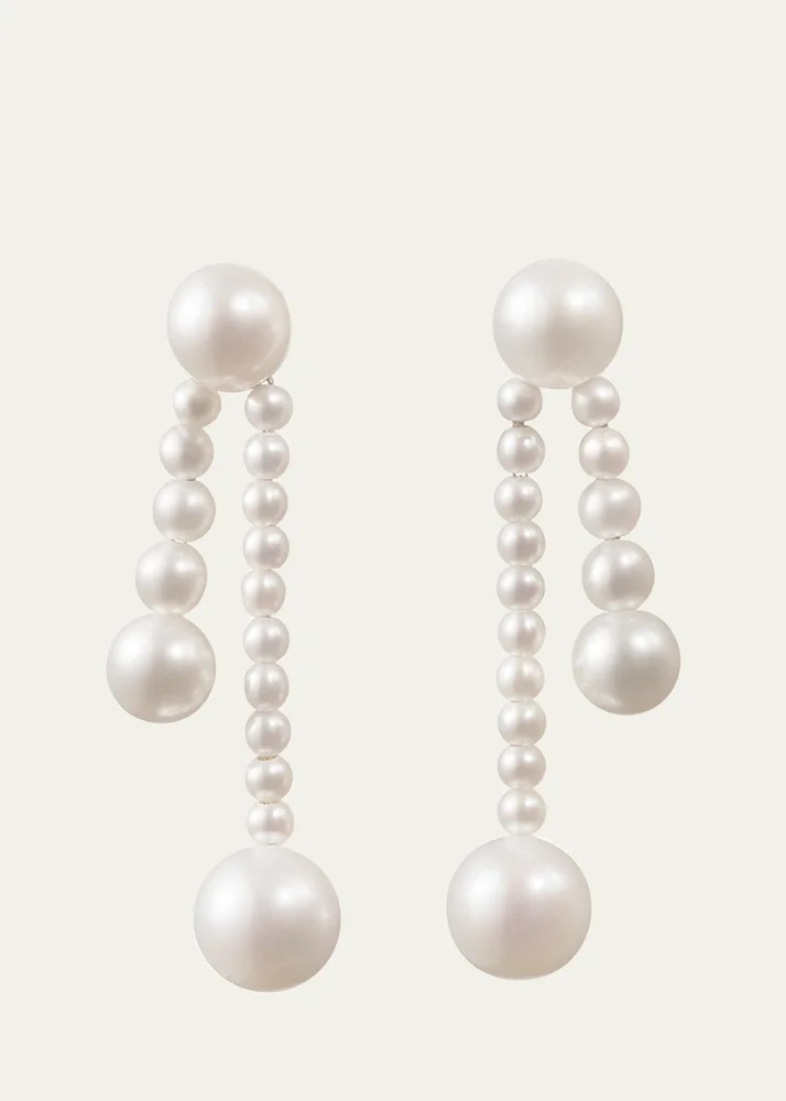 Ruban De Perle Short 2-Strand Drop Earrings in Freshwater Pearls
