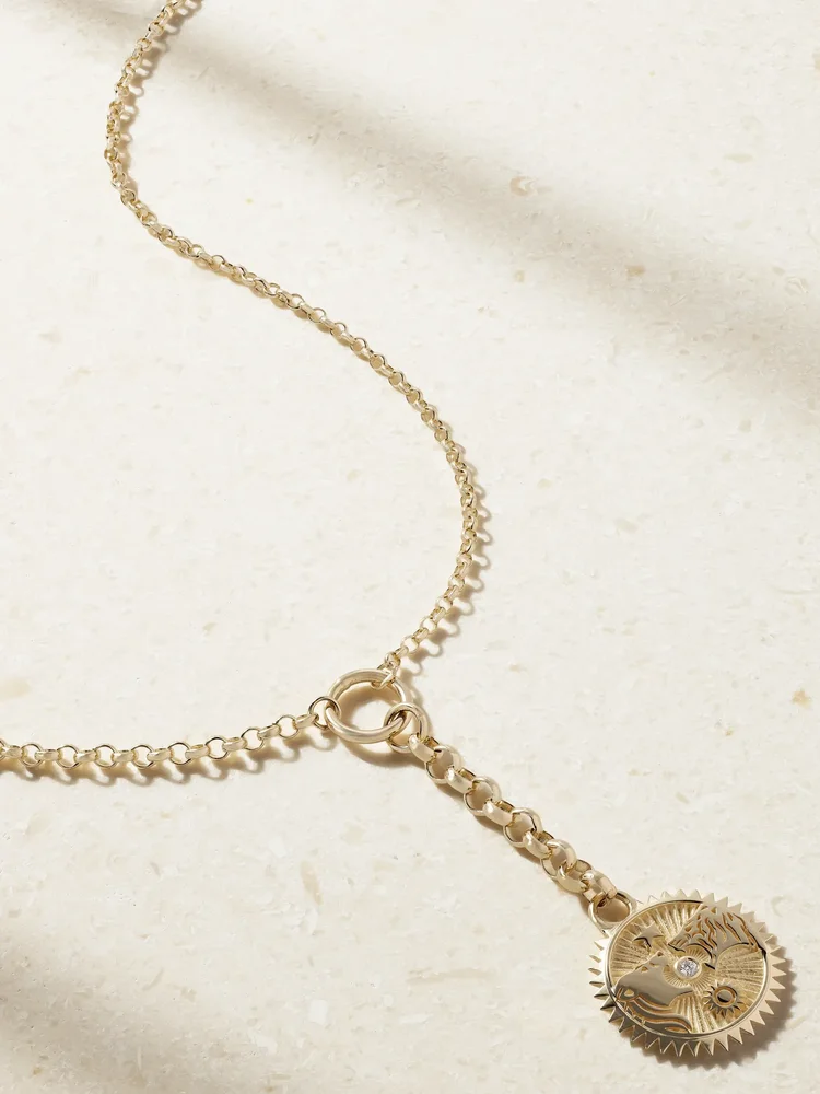 Solar & Lunar + Small Mixed Belcher 18-karat gold diamond necklace