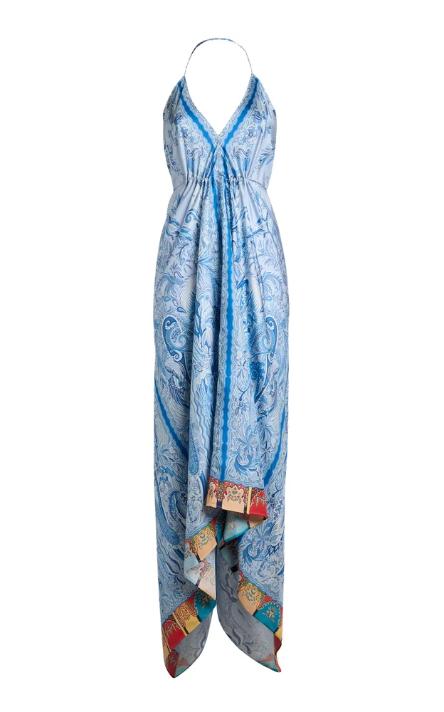 Patterned Asymmetric Midi Dress