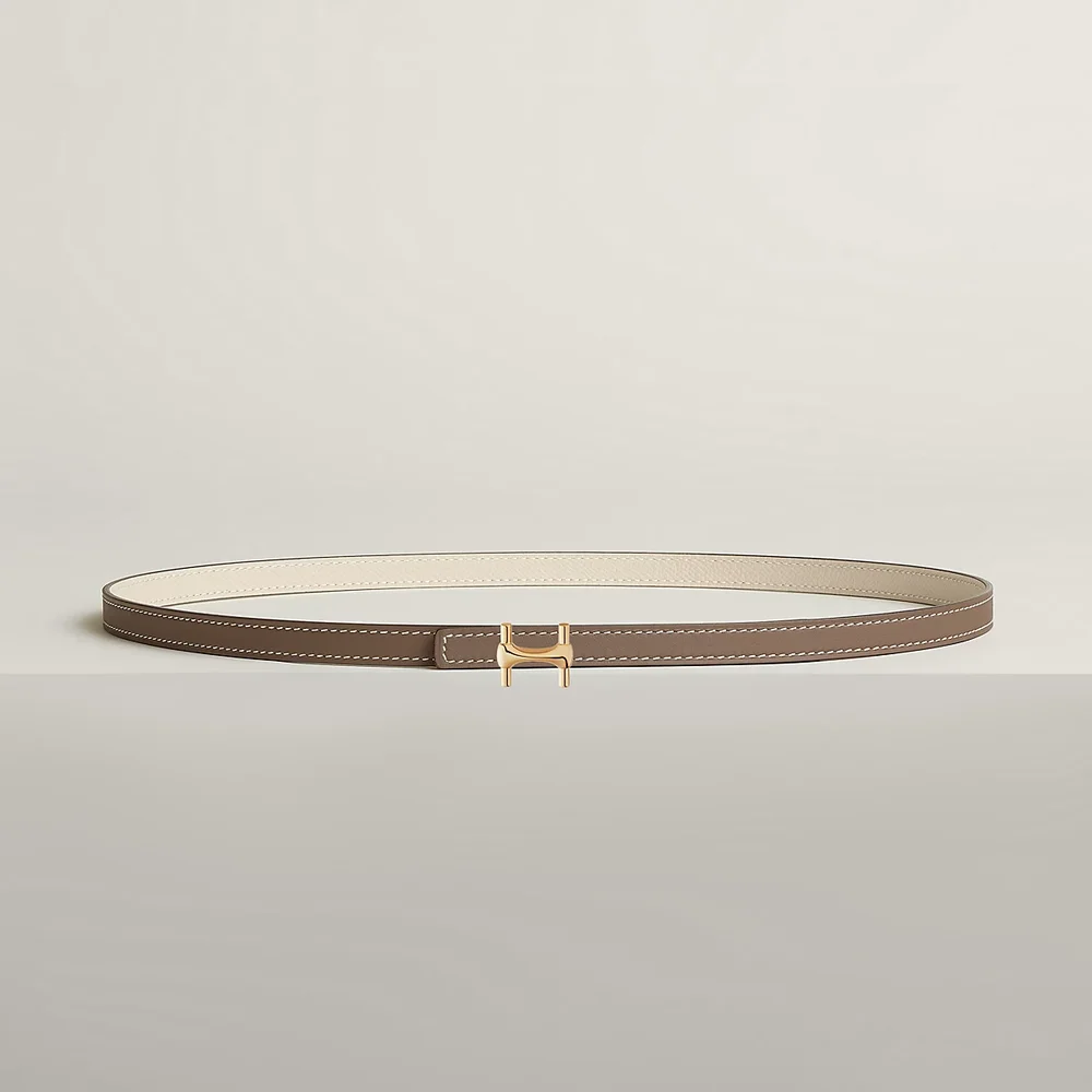 Neo Mors belt buckle & Reversible leather strap 13 mm, Beige/Natural