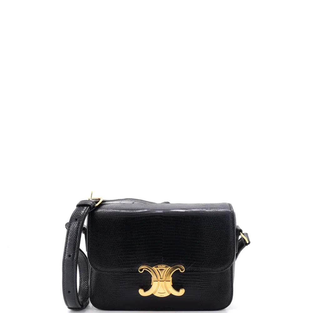 Pre-Owned Triomphe Shoulder Bag Lizard Teen