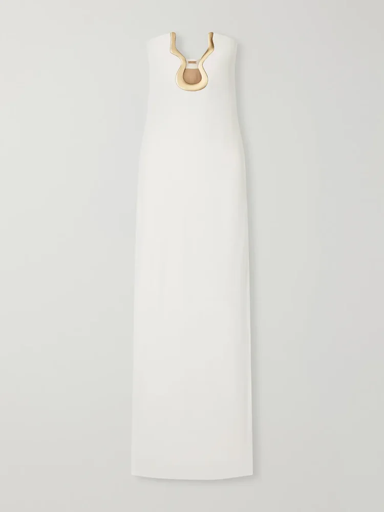 Abril strapless embellished stretch-crepe maxi dress