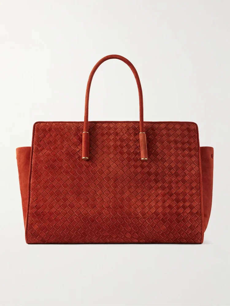 Barbara Medium Intrecciato Suede Tote