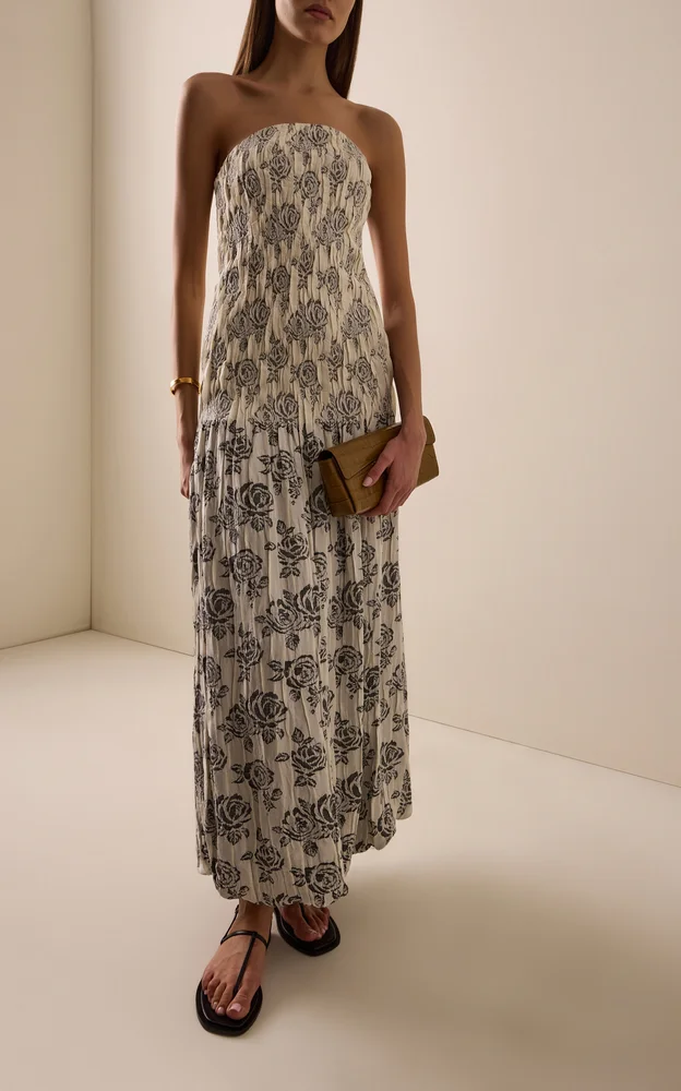 Blanche Strapless Jacquard Maxi Gown