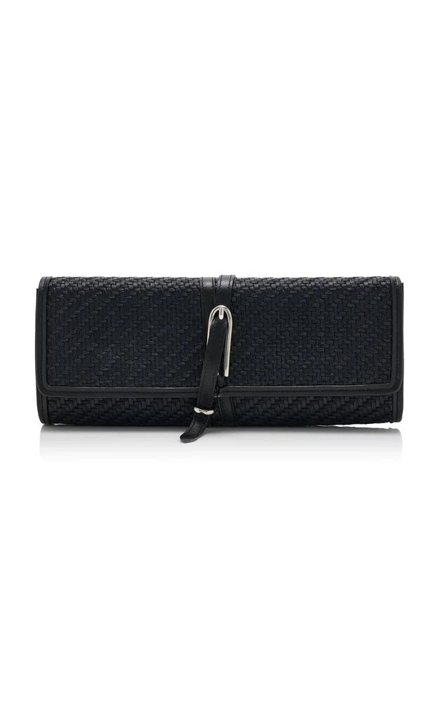 Belted Raffia Clutch
