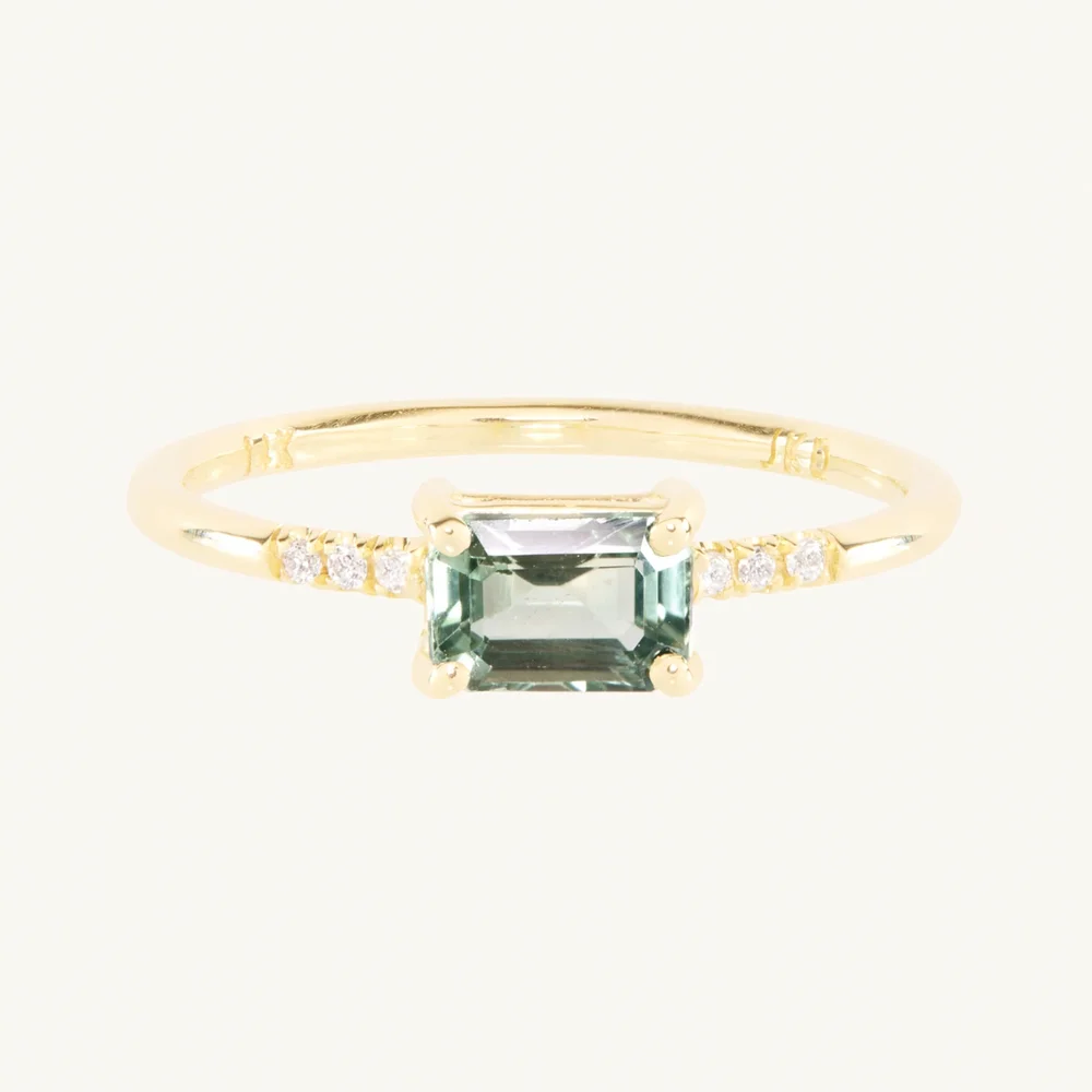 East West Green Sapphire Ring