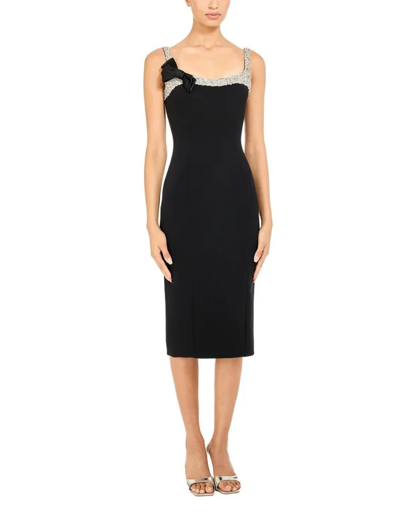 Lucy Crystal-Embellished Bow Midi Dress