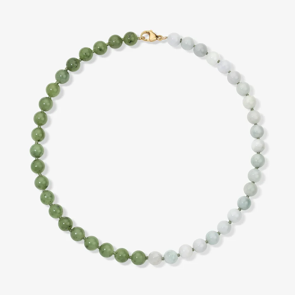 Kendall Two Tone Nephrite Jade and Jadeite Beaded Necklace