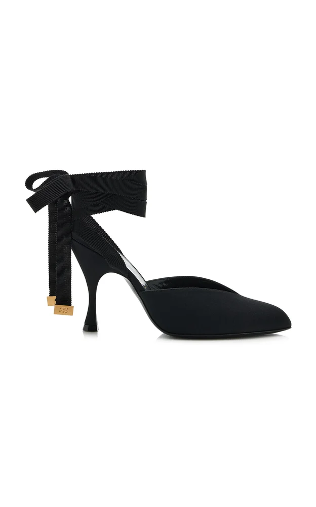 Sitting Pretty Silk-Faille Lace-Up Mules