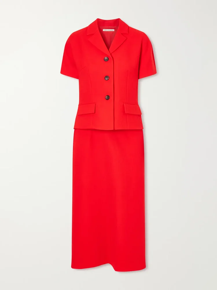 Alexina wool-crepe midi dress