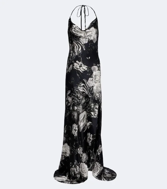 Roberto Cavalli Floral halterneck silk maxi dress