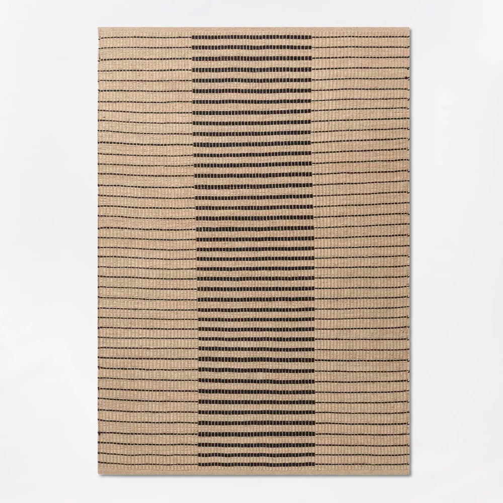 Reseda Hand Woven Striped Jute Cotton Area Rug, 5 x 7