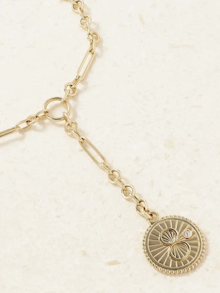 Karma + Fine Mixed Clip 18-karat gold diamond necklace