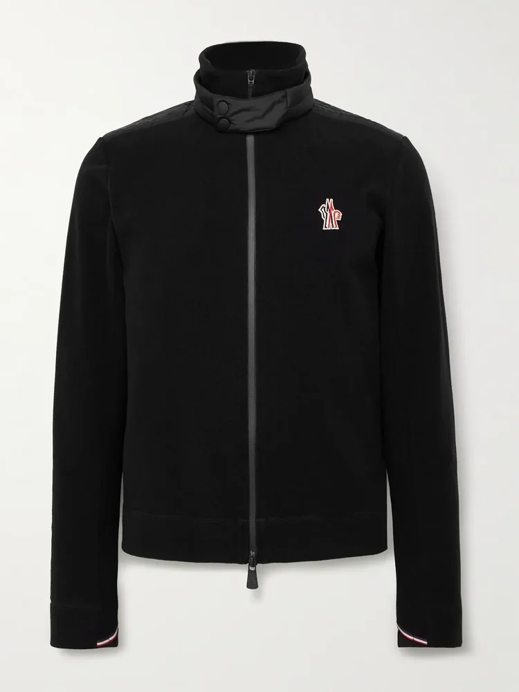 Logo-Appliquéd Shell-Trimmed Fleece Jacket