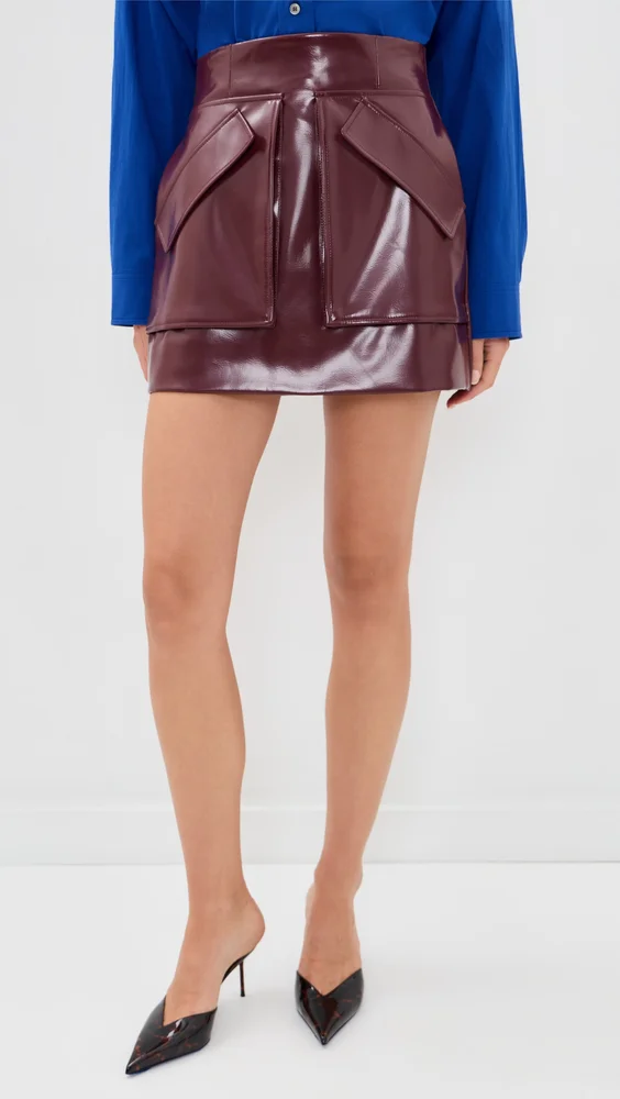 Cherry Faux Leather Skirt