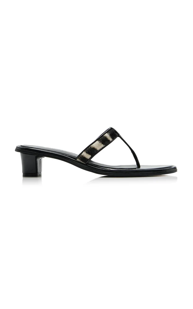 Zebra-Print Calf Hair Sandals