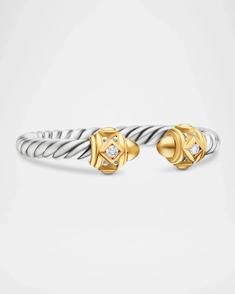 Renaissance Ring with Gemstone in Silver with 14K Gold and Diamonds