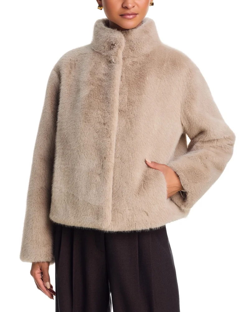 Faux Fur Snap Front Jacket