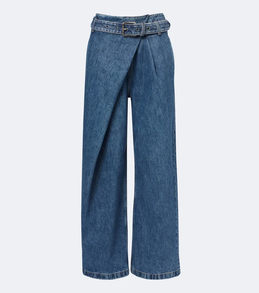Draped wide-leg jeans