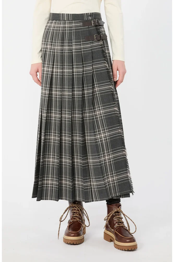 Prisma Plaid Pleated Midi Skirt